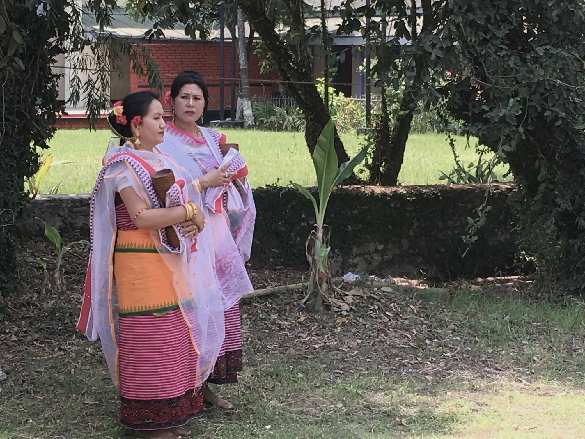 Meitei women dressed in traditional attire